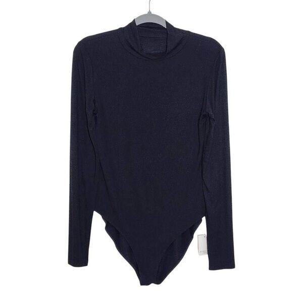 Mango Pop Black Long Sleeve Turtleneck Bodysuit NWT Size Large Black Bodysuit - Picture 1 of 8